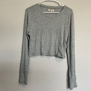 Grey ribbed cropped long sleeve
